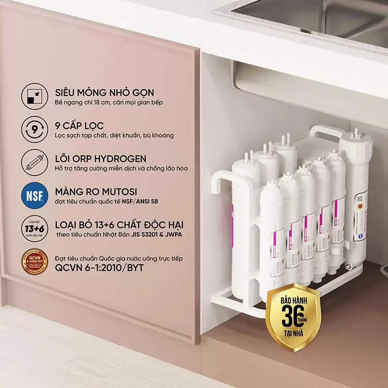 Máy lọc nước để gầm không tủ Mutosi MP-192