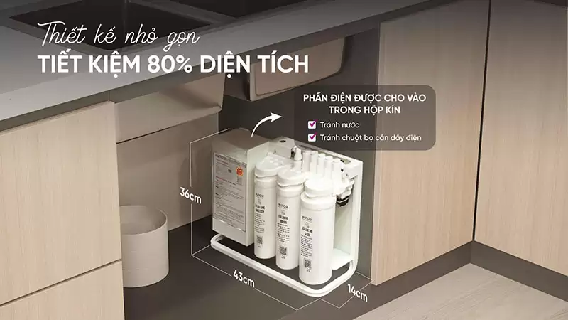 Máy lọc nước để gầm lõi thay nhanh Mutosi MP-U60N