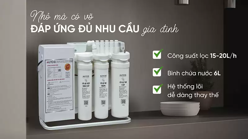 Máy lọc nước để gầm lõi thay nhanh Mutosi MP-U60N