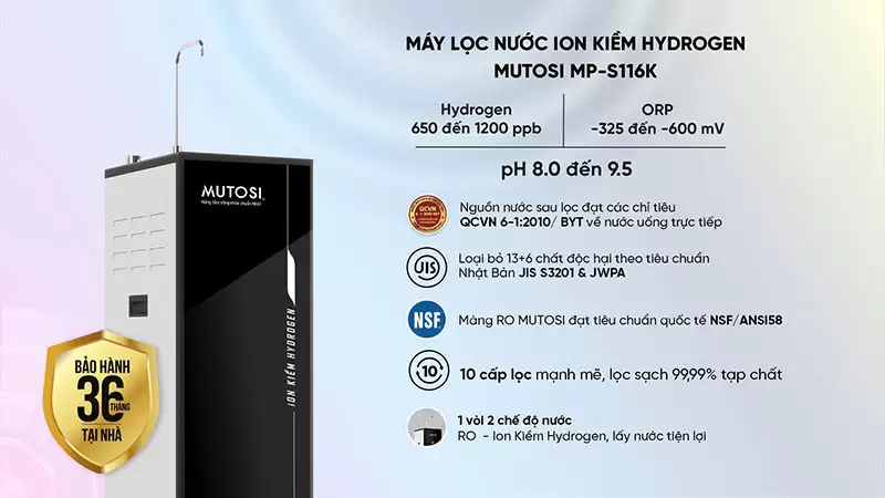 Máy lọc nước ion kiềm Hydrogen Mutosi MP-S116K