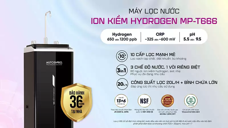 Máy lọc nước điện giải ion kiềm Hydrogen MP-T666