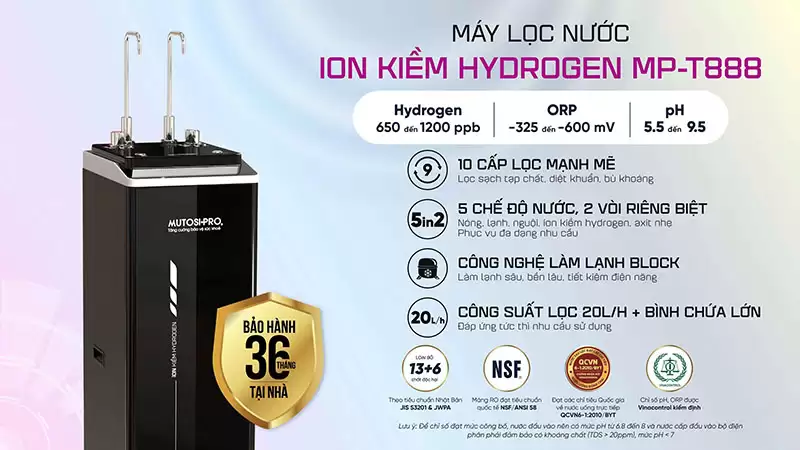 Máy lọc nước điện giải ion kiềm Hydrogen MP-T888